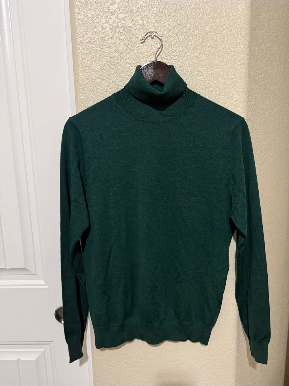 Suitsupply Dark Green Turtleneck Merino Wool Sweater